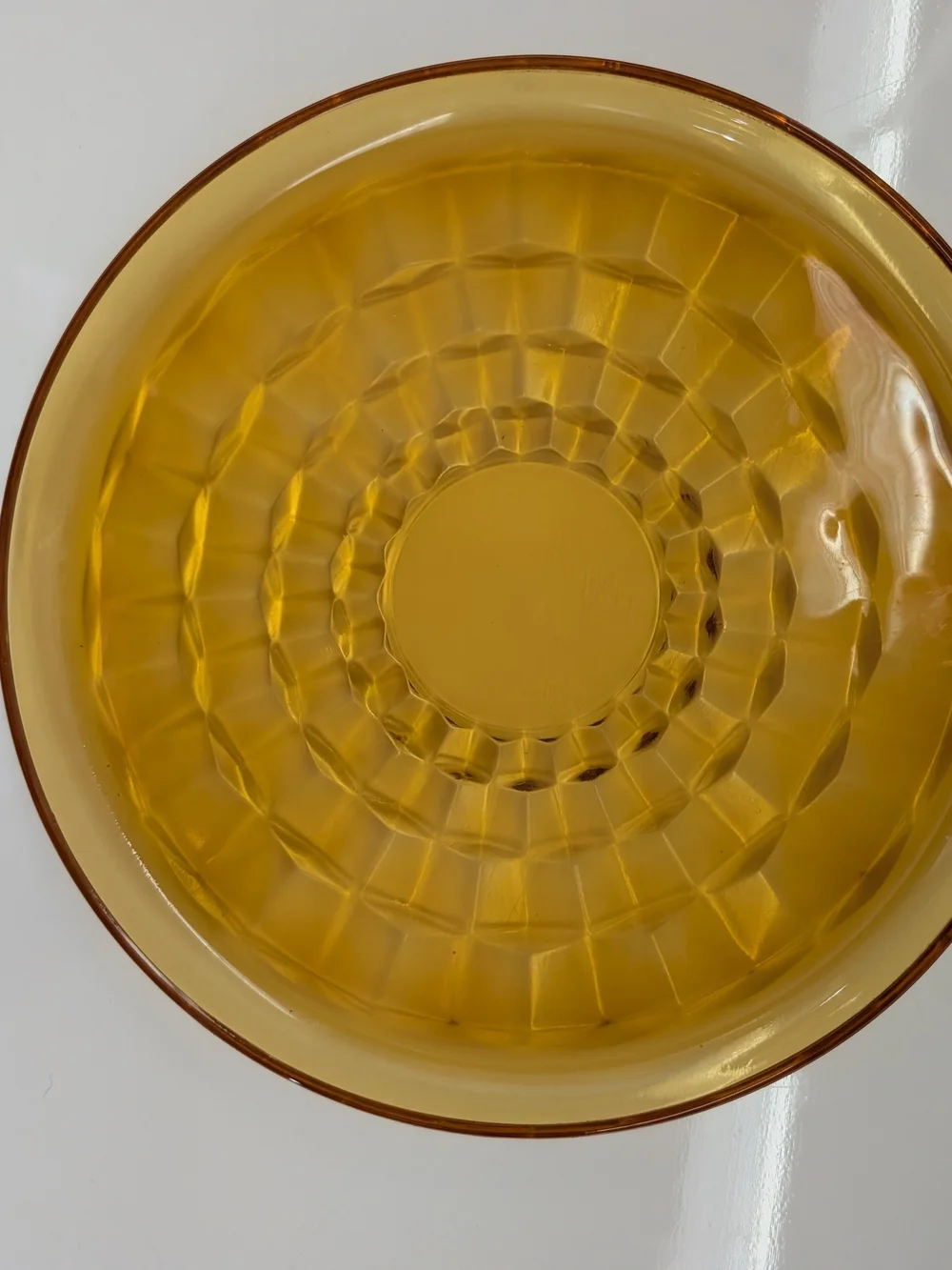 Set of 4 Vintage Federal Glass Windsor Amber Dinner Plates 9